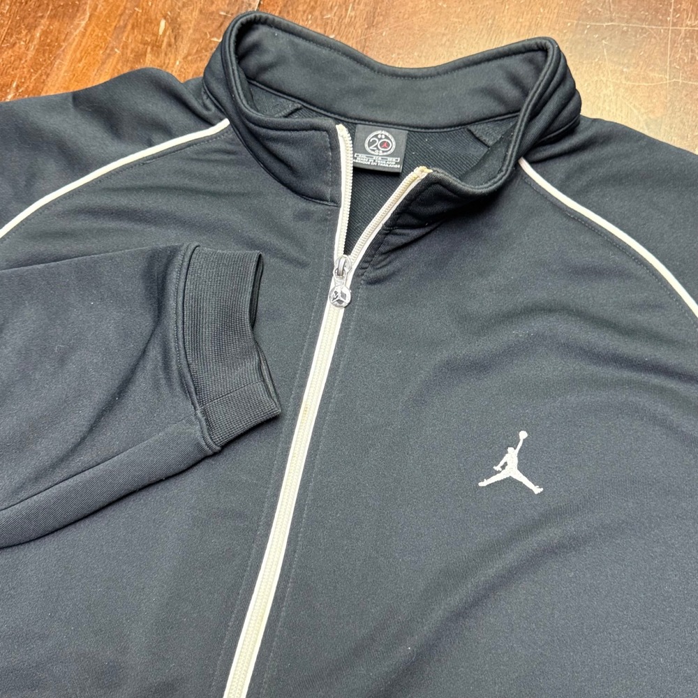 Jordan Track Jacket Mens 3XL Black Full Zip Jumpman Logo Piping 20th Anniversary